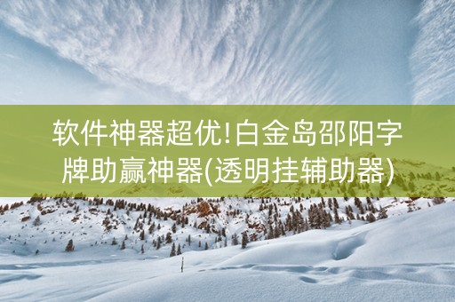 软件神器超优!白金岛邵阳字牌助赢神器(透明挂辅助器)