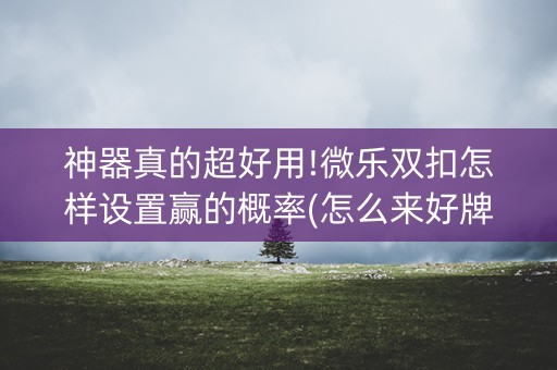 神器真的超好用!微乐双扣怎样设置赢的概率(怎么来好牌)