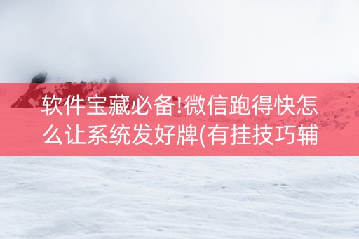 软件宝藏必备!微信跑得快怎么让系统发好牌(有挂技巧辅助器)