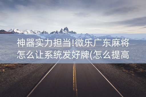 神器实力担当!微乐广东麻将怎么让系统发好牌(怎么提高好牌几率)