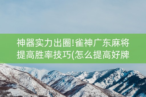 神器实力出圈!雀神广东麻将提高胜率技巧(怎么提高好牌率)