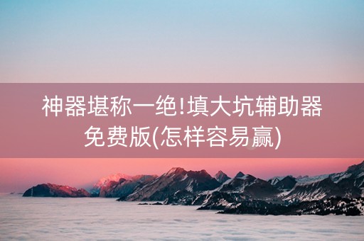 神器堪称一绝!填大坑辅助器免费版(怎样容易赢)
