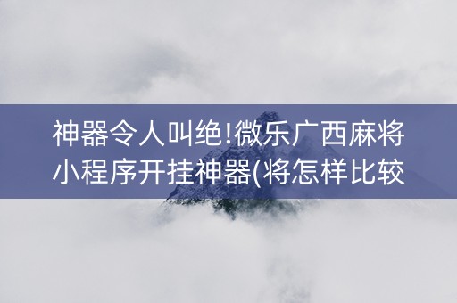神器令人叫绝!微乐广西麻将小程序开挂神器(将怎样比较容易赢)