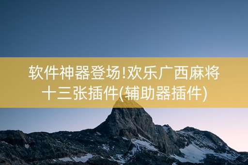 软件神器登场!欢乐广西麻将十三张插件(辅助器插件)