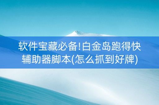 软件宝藏必备!白金岛跑得快辅助器脚本(怎么抓到好牌)