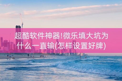 超酷软件神器!微乐填大坑为什么一直输(怎样设置好牌)