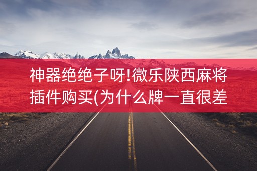 神器绝绝子呀!微乐陕西麻将插件购买(为什么牌一直很差)