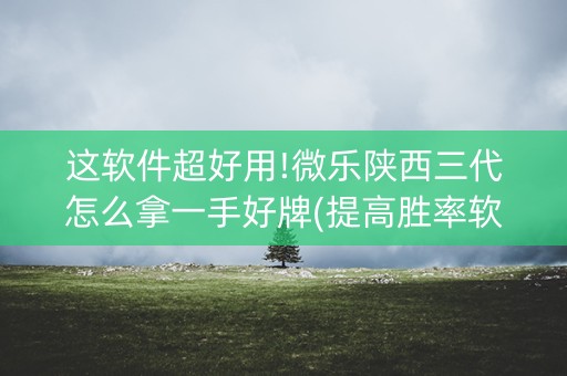 这软件超好用!微乐陕西三代怎么拿一手好牌(提高胜率软件)
