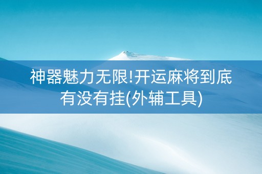 神器魅力无限!开运麻将到底有没有挂(外辅工具)