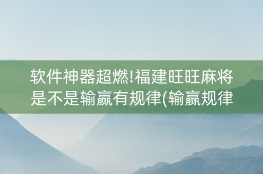 软件神器超燃!福建旺旺麻将是不是输赢有规律(输赢规律)