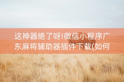 这神器绝了呀!微信小程序广东麻将辅助器插件下载(如何能得到好牌)