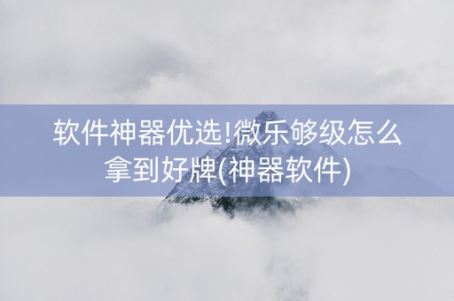 软件神器优选!微乐够级怎么拿到好牌(神器软件)