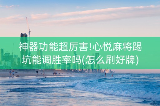 神器功能超厉害!心悦麻将踢坑能调胜率吗(怎么刷好牌)