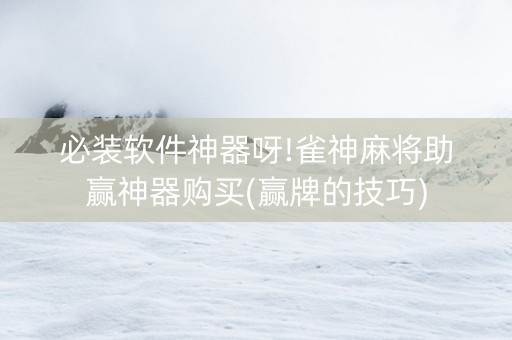 必装软件神器呀!雀神麻将助赢神器购买(赢牌的技巧)