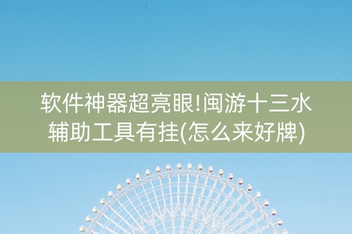 软件神器超亮眼!闽游十三水辅助工具有挂(怎么来好牌)