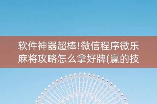 软件神器超棒!微信程序微乐麻将攻略怎么拿好牌(赢的技巧规律)