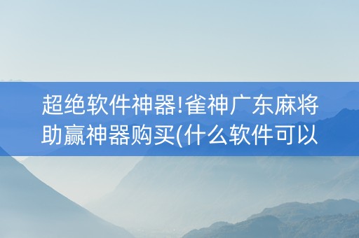 超绝软件神器!雀神广东麻将助赢神器购买(什么软件可以赢)