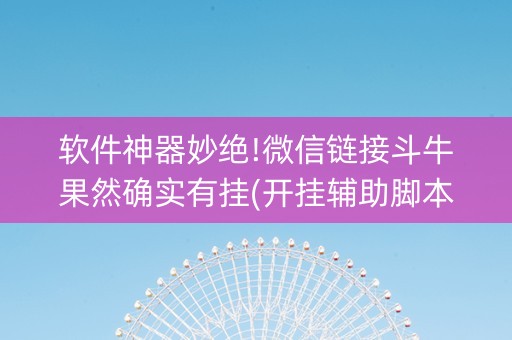 软件神器妙绝!微信链接斗牛果然确实有挂(开挂辅助脚本)