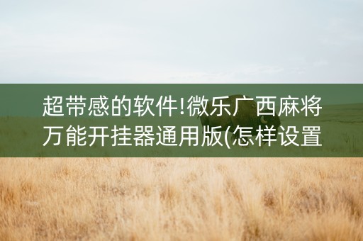超带感的软件!微乐广西麻将万能开挂器通用版(怎样设置好牌)