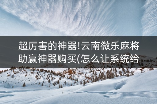 超厉害的神器!云南微乐麻将助赢神器购买(怎么让系统给你发好牌)