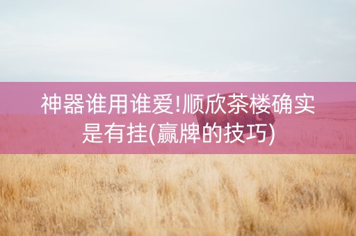 神器谁用谁爱!顺欣茶楼确实是有挂(赢牌的技巧)