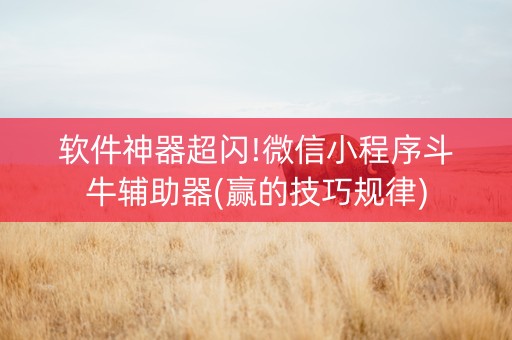 软件神器超闪!微信小程序斗牛辅助器(赢的技巧规律)