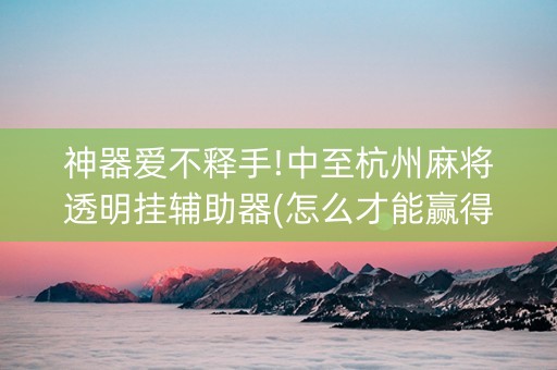 神器爱不释手!中至杭州麻将透明挂辅助器(怎么才能赢得多)