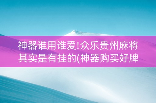 神器谁用谁爱!众乐贵州麻将其实是有挂的(神器购买好牌规律)