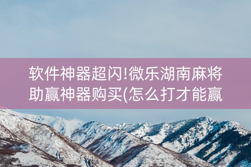 软件神器超闪!微乐湖南麻将助赢神器购买(怎么打才能赢)