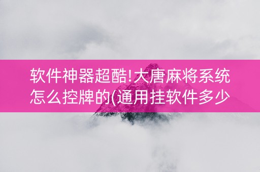 软件神器超酷!大唐麻将系统怎么控牌的(通用挂软件多少钱)