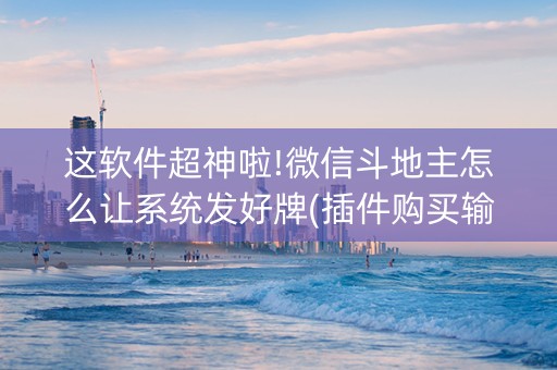 这软件超神啦!微信斗地主怎么让系统发好牌(插件购买输赢规律)