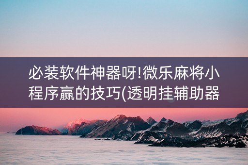 必装软件神器呀!微乐麻将小程序赢的技巧(透明挂辅助器)