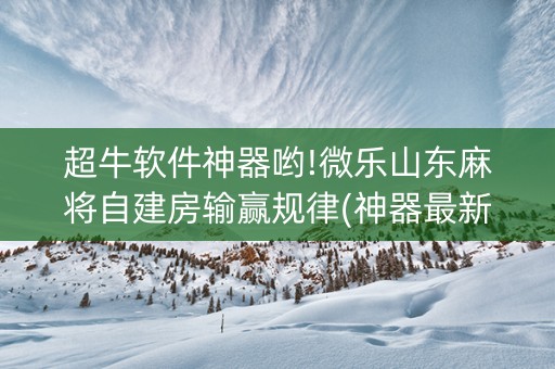超牛软件神器哟!微乐山东麻将自建房输赢规律(神器最新免费)