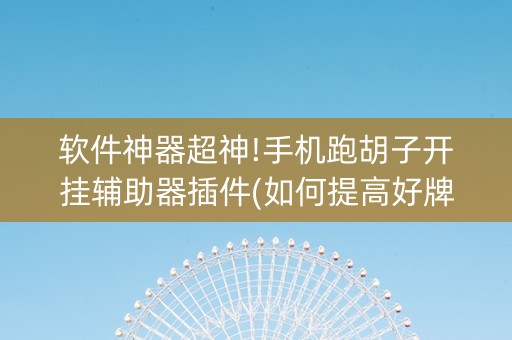 软件神器超神!手机跑胡子开挂辅助器插件(如何提高好牌几率)
