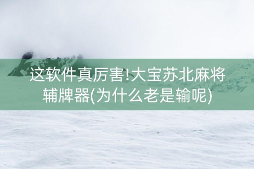 这软件真厉害!大宝苏北麻将辅牌器(为什么老是输呢)