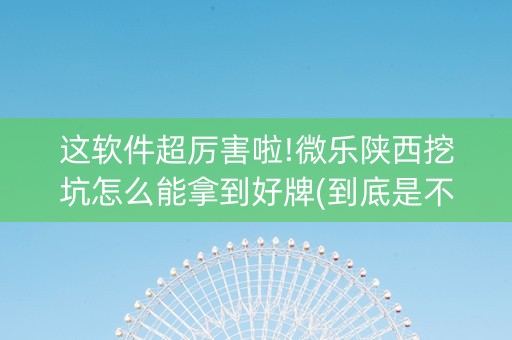 这软件超厉害啦!微乐陕西挖坑怎么能拿到好牌(到底是不是有挂)
