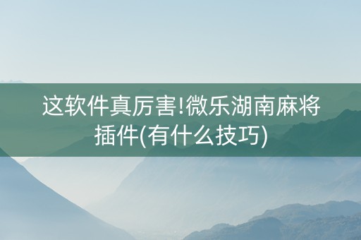 这软件真厉害!微乐湖南麻将插件(有什么技巧)