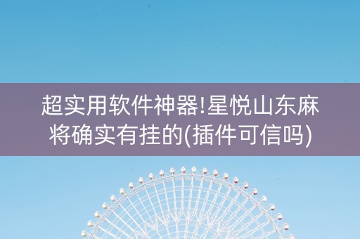 超实用软件神器!星悦山东麻将确实有挂的(插件可信吗)