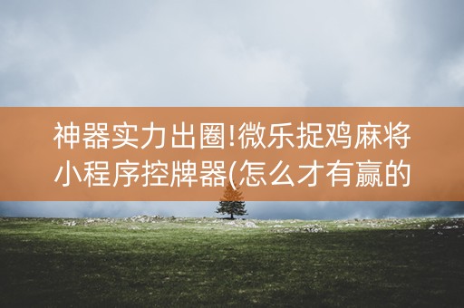 神器实力出圈!微乐捉鸡麻将小程序控牌器(怎么才有赢的几率)