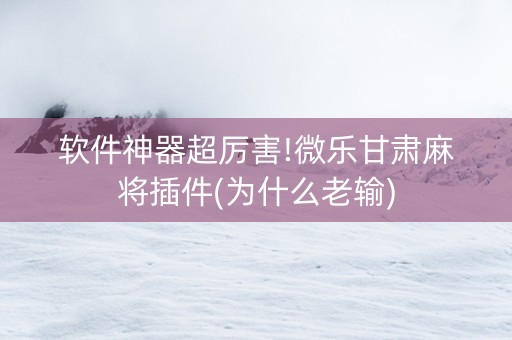 软件神器超厉害!微乐甘肃麻将插件(为什么老输)