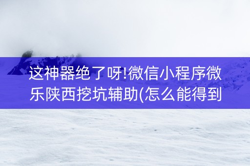 这神器绝了呀!微信小程序微乐陕西挖坑辅助(怎么能得到好牌)