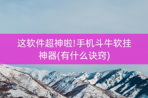 这软件超神啦!手机斗牛软挂神器(有什么诀窍)