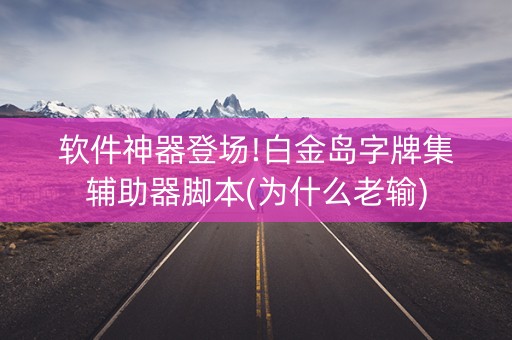 软件神器登场!白金岛字牌集辅助器脚本(为什么老输)