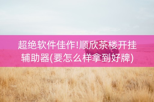 超绝软件佳作!顺欣茶楼开挂辅助器(要怎么样拿到好牌)