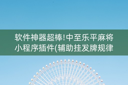 软件神器超棒!中至乐平麻将小程序插件(辅助挂发牌规律)