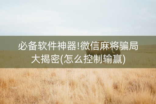 必备软件神器!微信麻将骗局大揭密(怎么控制输赢)