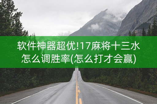 软件神器超优!17麻将十三水怎么调胜率(怎么打才会赢)