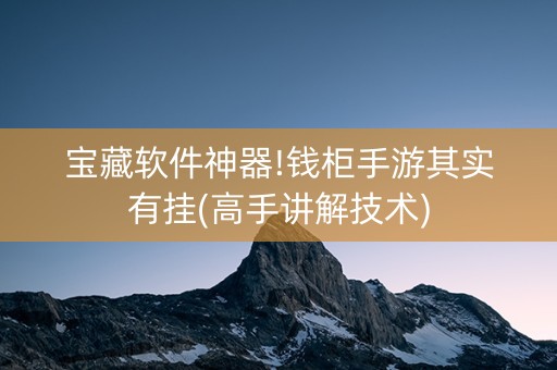 宝藏软件神器!钱柜手游其实有挂(高手讲解技术)