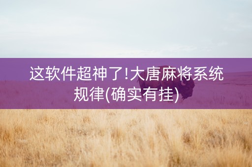 这软件超神了!大唐麻将系统规律(确实有挂)