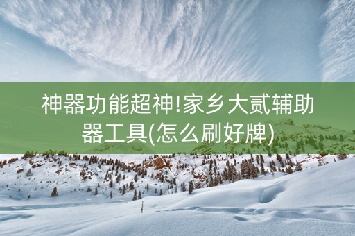 神器功能超神!家乡大贰辅助器工具(怎么刷好牌)